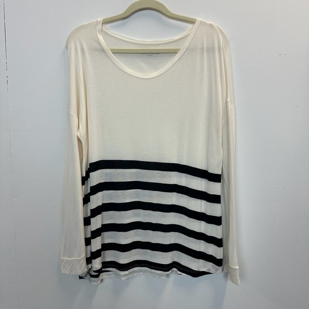 Madewell Striped Long Sleeve Scoopneck T-Shirt Top Large